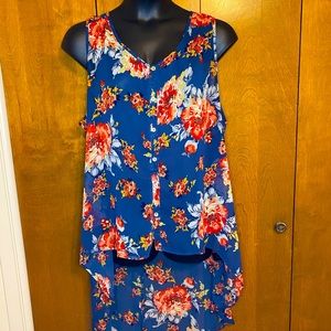 Torrid Navy Floral High-Low Button Front Blouse